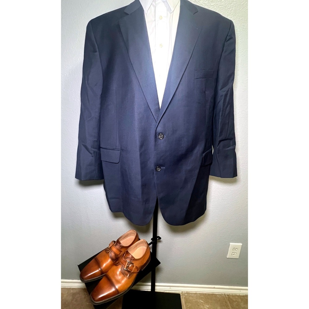 Jack Victor Classic Lennox CT Navy Blue 100% Wool Blazer Sport Coat Mens 52R
